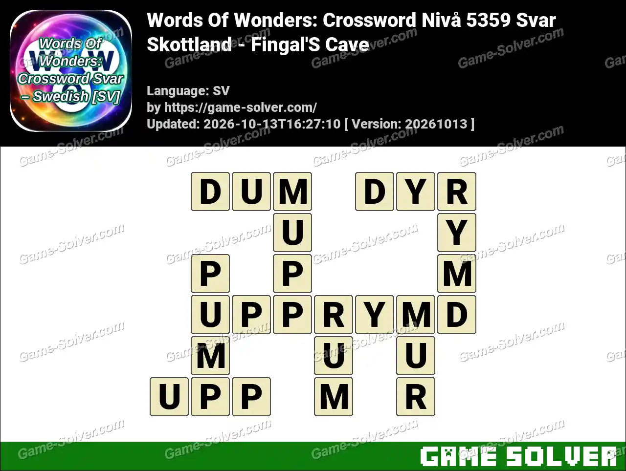 Words Of Wonders: Crossword Nivå 5359 Svar – Skottland – Fingal’S Cave